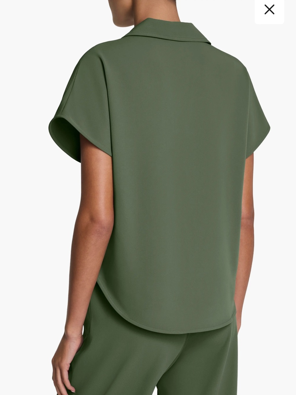 SPANX CarryOn Collared Tee Oversized Short Sleeve Shirt Eucalyptus Green Large - Picture 2 of 8